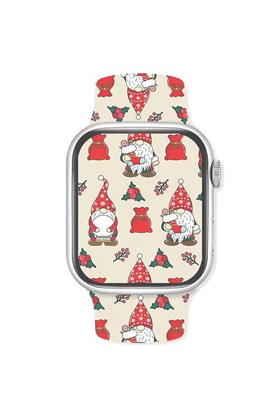 REDz Accessories Curea Gnomes And Gifts, Sport, pentru Apple Watch, design de Crăciun, silicon, crem - 38/40/41 mm