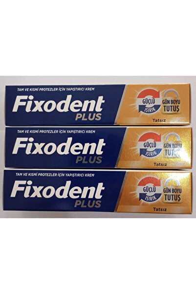 Fixodent Plus En Iyi Tutuş Diş Protez Yapıştırıcı Krem 40 gr X 3 Adet