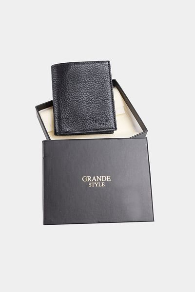 Grande Style 01582 Ανδρικό πορτοφόλι από γνήσιο δέρμα ΜΑΥΡΟ
