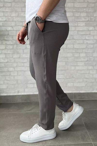 MİSHAR İTALİA Ανδρικό παντελόνι Jogger με ελαστική μέση σε σκούρο γκρι κορδόνι