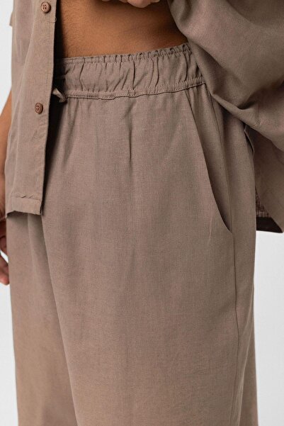 VAMOSCLO Oversize λινό σορτς Mink