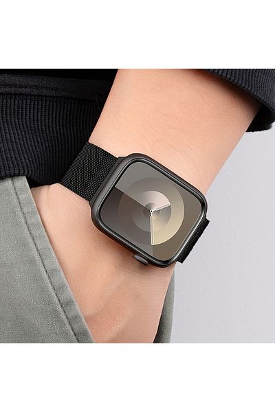 REDz Accessories Curea Hoco WA26, compatibilă cu Apple Watch, material metalic, cataramă magnetică, neagră - 44/45/46/49 mm