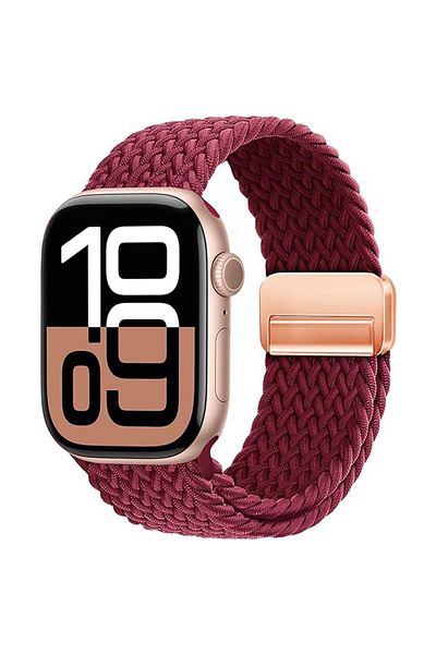 REDz Accessories Solo Loop Strap, Magnetic Closure, Apple Watch, Adjustable, Textile, Burgundy - 38/40/41 Mm