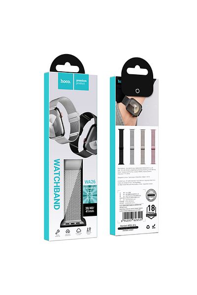 REDz Accessories Hoco Wa26 Strap, Compatible With Apple Watch, Metal Fabric, Magnetic Buckle, Silver - 44/45/46/49 Mm