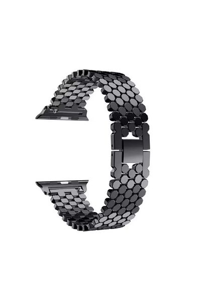 REDz Accessories Curea metalică pentru Apple Watch, hexagonală, fashion, neagră - 38/40/41 mm