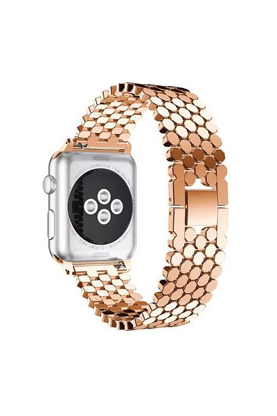 REDz Accessories Metal Link Strap For Apple Watch, Hexagon, Fashion, Rose-gold - 44/45/46/49 Mm