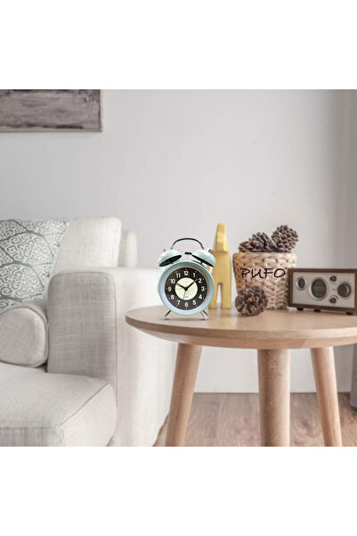 PUFO Twinkle alarm clock with dial lighting button, metallic, 15 cm, blue