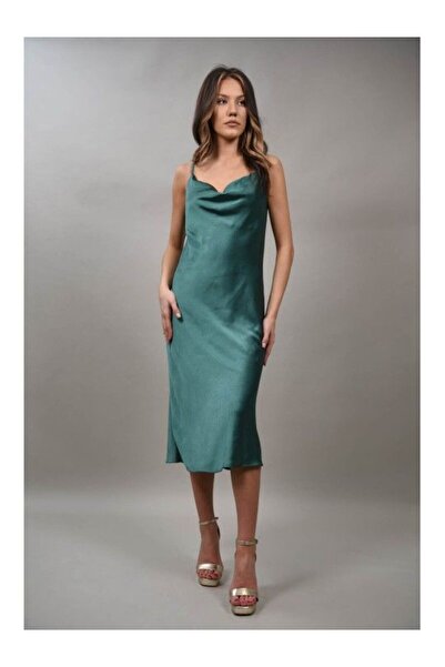 FASHIONLAND ΣΑΤΕΝ ΦΟΡΕΜΑ ΜΕ ΛΕΠΤΕΣ ΤΙΡΑΝΤΕΣ ΧΑΡΙΣΤΟ ΜΟΝΟΣ ΤΡΟΠΟΣ ΜΕΣΗΣ Σμαραγ...