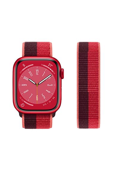 REDz Accessories Nylon Strap, Compatible With Apple Watch, Hedgehog, Elastic, Two Colors, Red-purple - 44/45/46/49 Mm