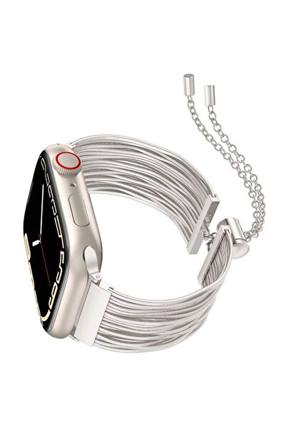 REDz Accessories Βραχιόλι πολλαπλών συνδέσμων για Apple Watch, Μοντέρνα εμφάνιση, Μεταλλικές αλυσίδες, Starlight - 44/45/46/49 mm