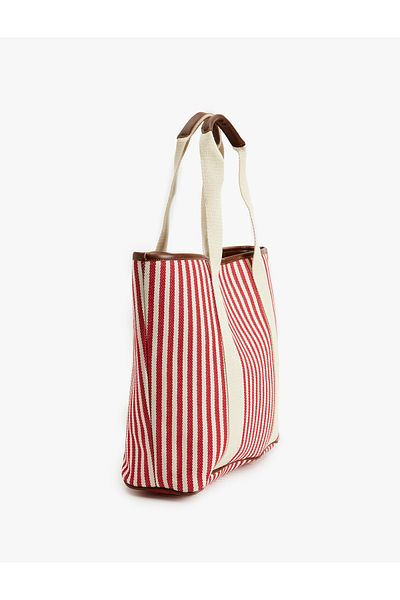 Koton Color Block Tote Bag with Striped Handle
