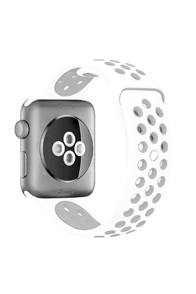 REDz Accessories Curea sport perforată pentru Apple Watch, silicon, alb-gri - 38/40/41 mm, medie