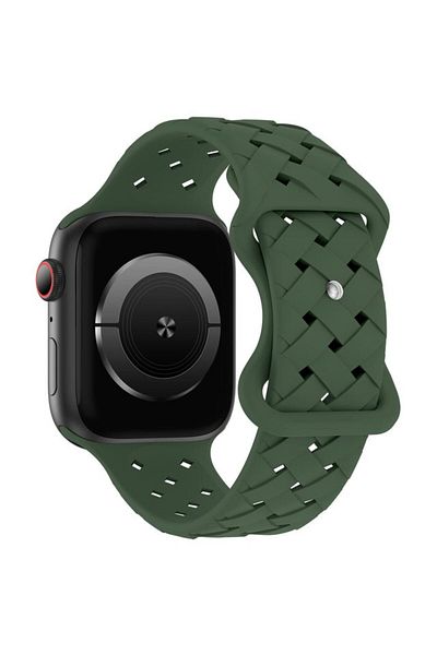 REDz Accessories Twisted Loop Strap For Apple Watch, Silicone, Adjustable, Sport, Green - 44/45/46/49 Mm