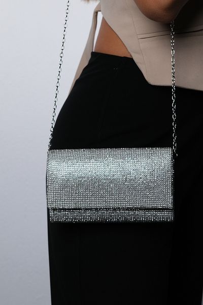 LuviShoes Sadie Silver Stone Women's Evening Dress Bag