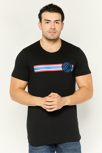 Cerruti 1881 Men Crew Neck Short Sleeves Brand Logo T-Shirt, Black