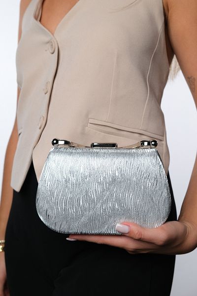LuviShoes Geantă pentru rochie de seară pentru femei ULIANA cu model argintiu