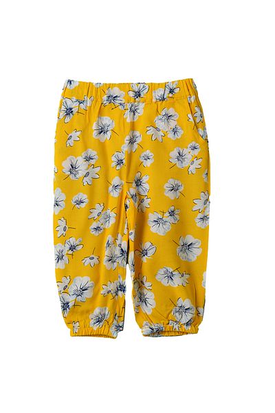 Basicxx Girls Yellow Floral Printed Viscose Pants