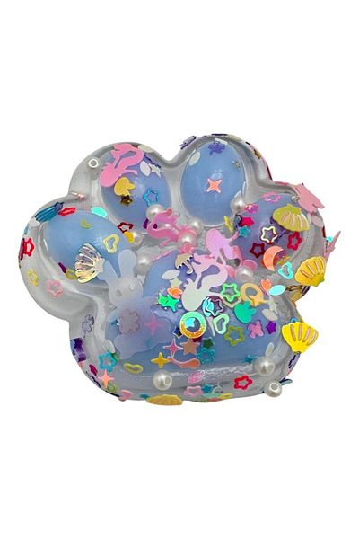 BaoBao Squishy Cat Paw Antistress Toy, with Stars, 8x7 cm, 100g, Transparent Blue