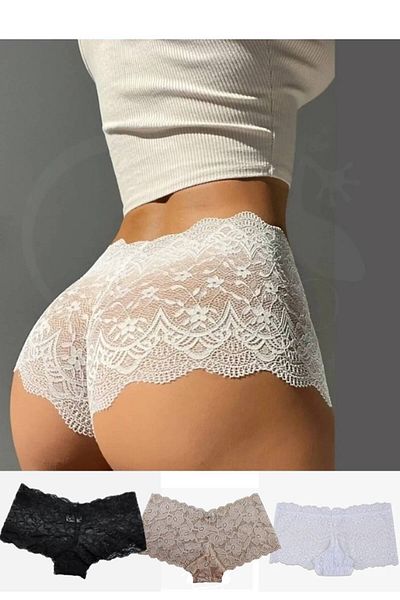 GECKO COLLECTION Pantaloni scurți din dantelă Boxer Chiloți pentru femei 3 buc