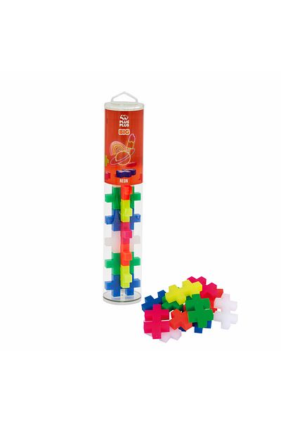 Plus Plus Plus-Plus construction set, 15 large pieces tube, Neon, fluorescent colors