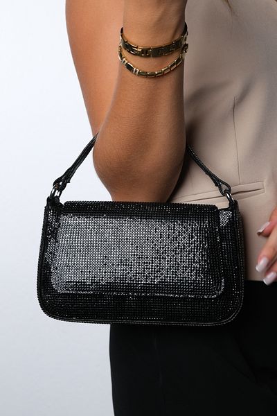 LuviShoes Geantă pentru rochie de seară pentru femei VİAL Black Stone