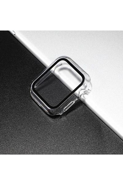 REDz Accessories Apple Watch Case 4/5/6/7/8, Glass Cover, Full Protection, Transparent - Apple Watch 7/8 41mm