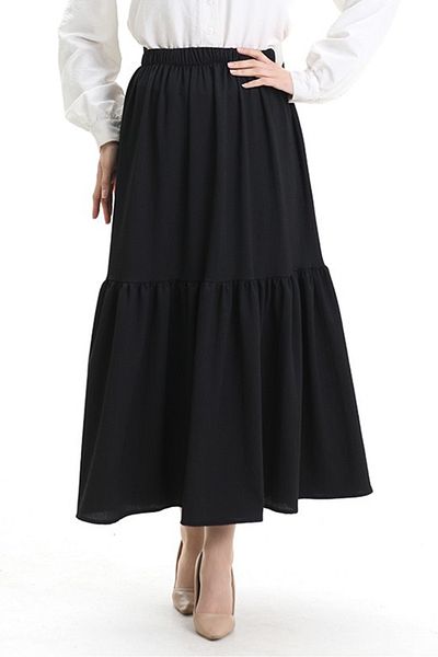 Bestenur Elastic Waist Wrap Skirt 1493 - Black