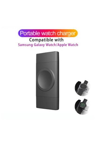 REDz Accessories Încărcător portabil 2 în 1 pentru Apple Watch/Samsung Galaxy Watch, funcție OTG, tip C/USB, negru
