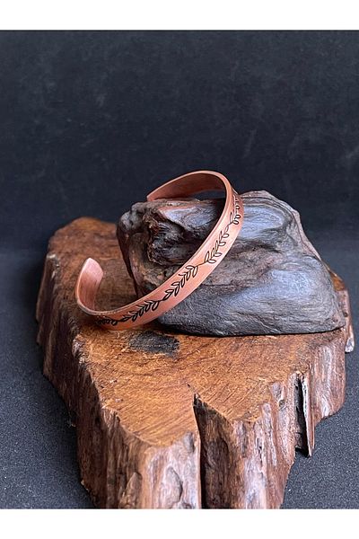 Rupen Kraft 100% Copper Adjustable Leaf Pattern Copper Bracelet Unisex Copper Bracelet
