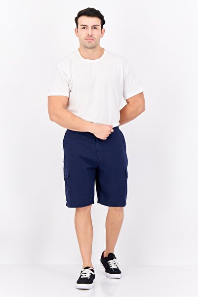 Threadbare Men Regular Fit Plain Cargo Shorts, Navy