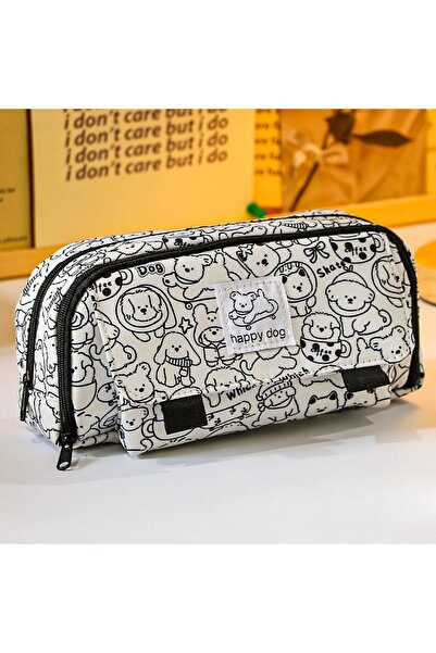 Choice حافظة أقلام بيجليت للطباعة باللونين الأبيض والأسود مع حقيبة تخزين منظم...