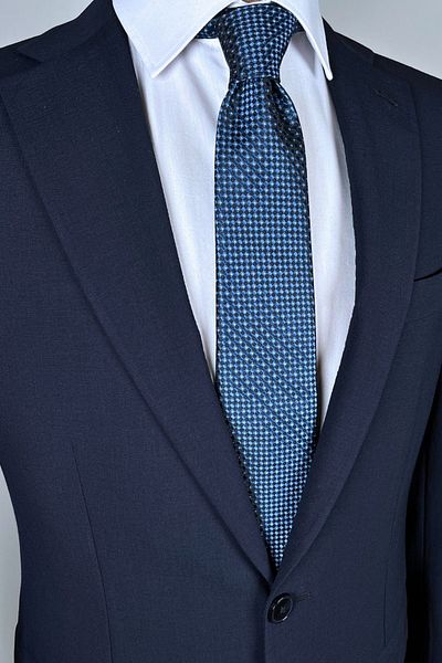 1001 Kravat Navy Blue Patterned 8 cm Wide Classic Tie