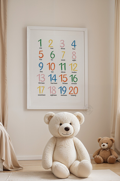 Basquiart Poster cu ramă albă pentru camera copiilor, camera bebelușilor, tab...