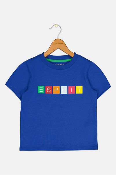 Esprit Kids Boy Brand Logo Short Sleeves T-shirt, Blue