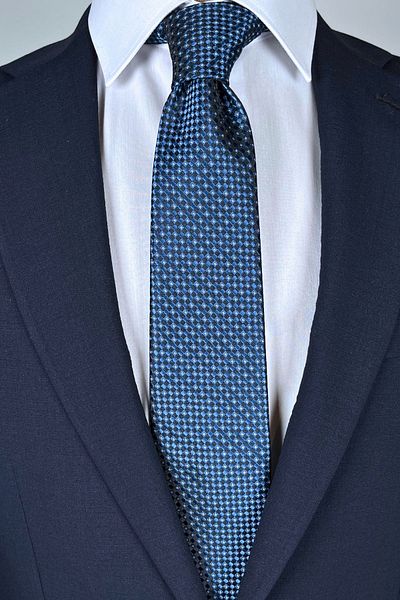 1001 Kravat Navy Blue Patterned 8 cm Wide Classic Tie