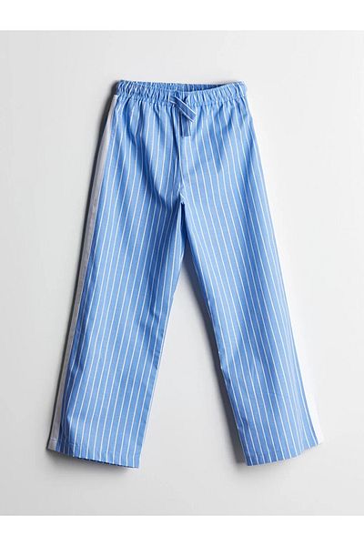 LC Waikiki LCW Kids Blue Pantaloni pentru fete cu talie elastică în dungi