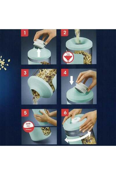 PUFO Kitchen container for sugar, coffee, cereal, tea or spices, with airtight lid, 1.25 L