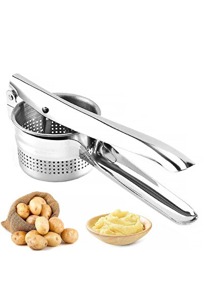 Soillium أداة صنع هريسة البطاطس والفواكه والخضروات العملية من الفولاذ المقاوم للصدأ مع وعاء هراسة الثوم والبطاطس