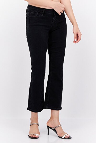 Esprit Women Bootcut Fit Textured Cropped Jeans, Black