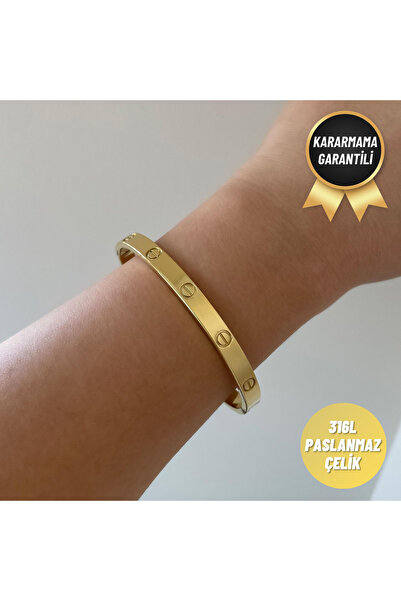 nerora سوار بمشبك من الفولاذ المقاوم للصدأ ذهبي سميك بدون حجر (مضمونة ضد التش...