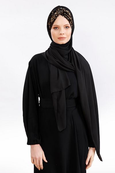 Differenza Σάλι κρεπ με παγιέτες Knot Luxury - Μαύρο / Χρυσό
