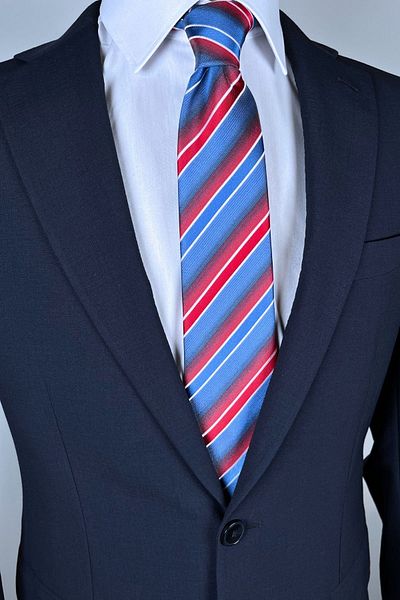 1001 Kravat Red Striped 8 cm Wide Classic Tie