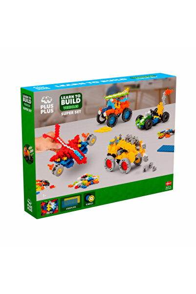 Plus Plus Set constructie Plus-Plus, 500 piese, Invata sa construiesti vehicule