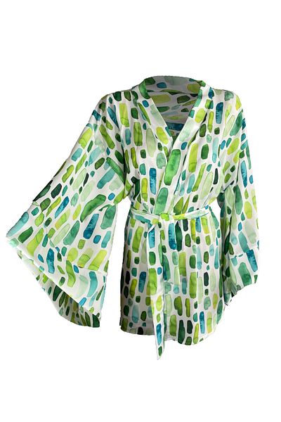 Bolder Naomi Green Geometric Pattern Kimono