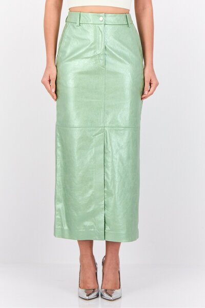 Esprit Women Metallic Midi Skirts, Mint Green