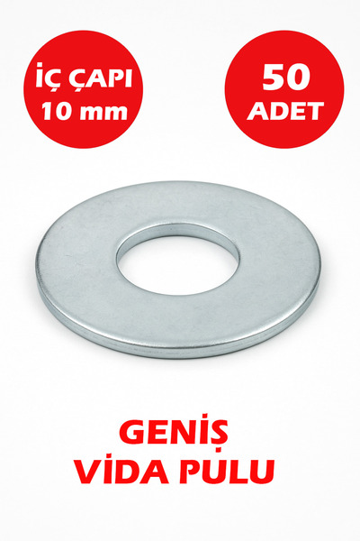 Şenzen Bağlantı Elemanları 10mm Delikli Geniş Pul 50 Adet