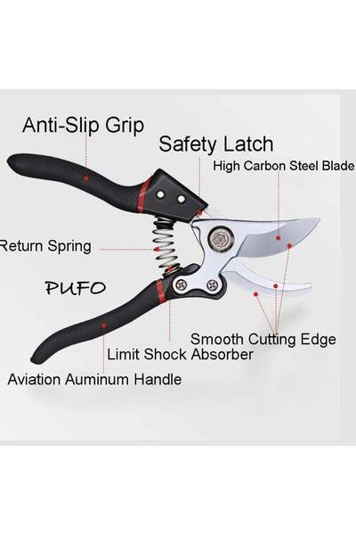 PUFO Professional scissors ideal for vines, gardens, trees, roses, 22 cm