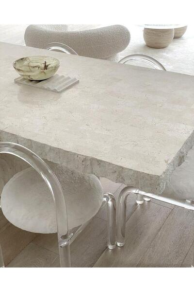 Sümeyra Marble Art Patlatma - Traverten Yemek Masası