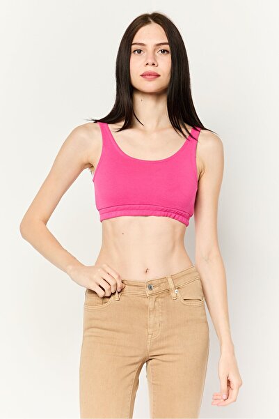 Don't Call Me Jennyfer Women U-Neck Sleeveless Plain Crop Top, Pink