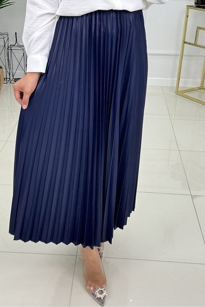 Bestenur Rova Πλισέ Φούστα 1492 - Navy Blue